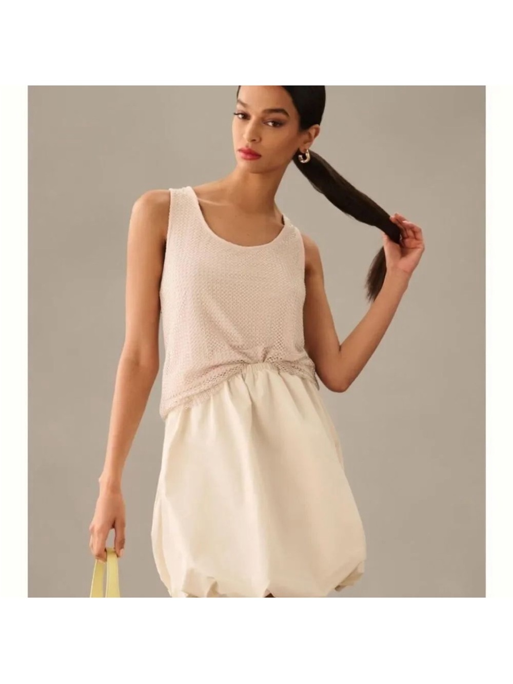 🔥NWT Anthro Sunday in Brooklyn Ivory Sparkly Mesh Tank Top